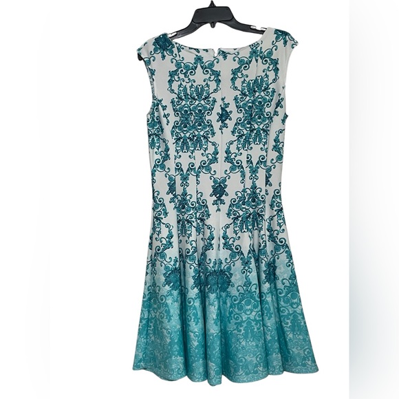 Danny & Nicole Turquoise‎ Flared Dress - Picture 1 of 7